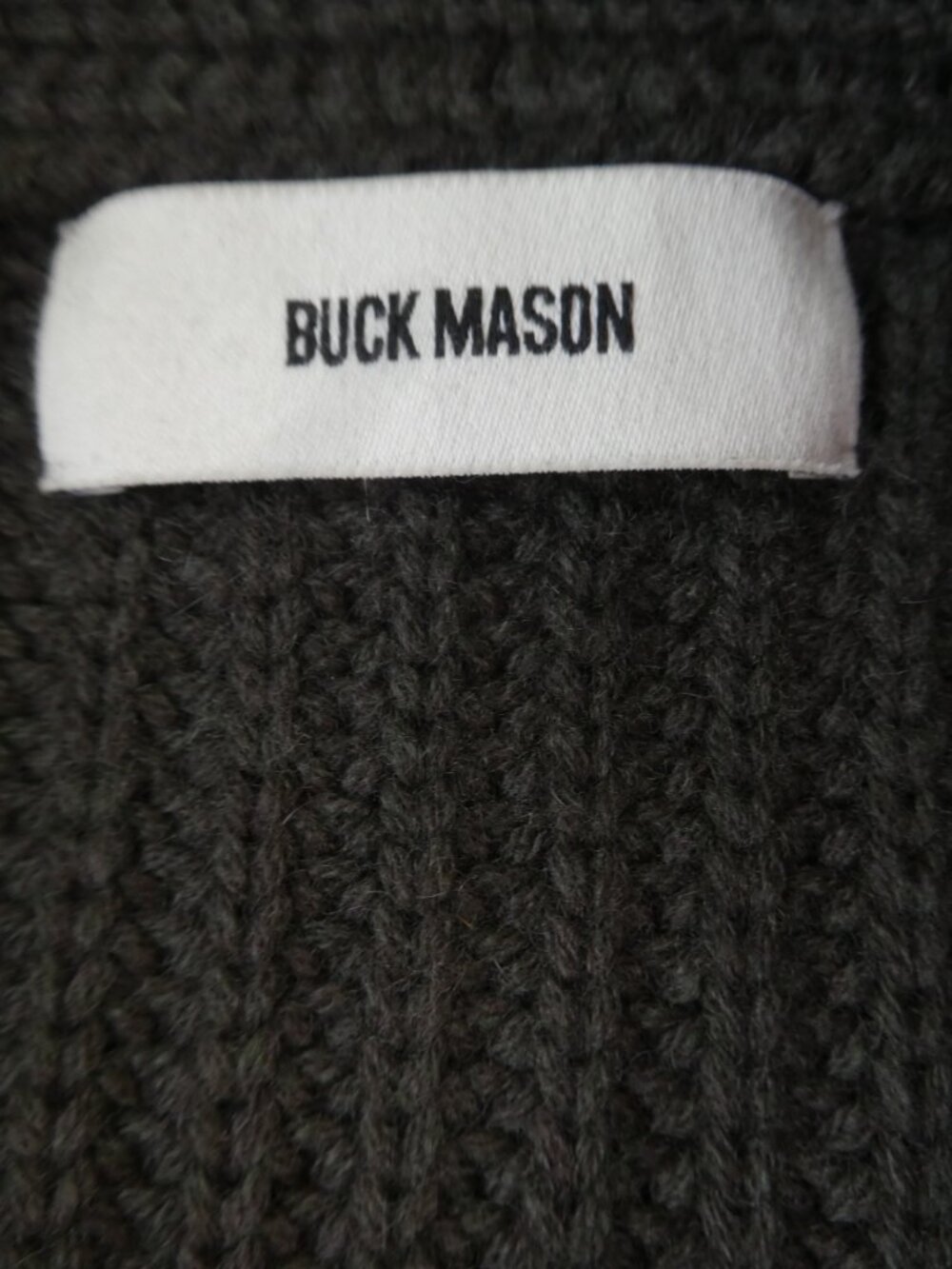 Buck Mason Dark Green Herdsman Shawl Cardigan Wool Cashmere 3D Chunky Ribbed M - Picture 6 of 8